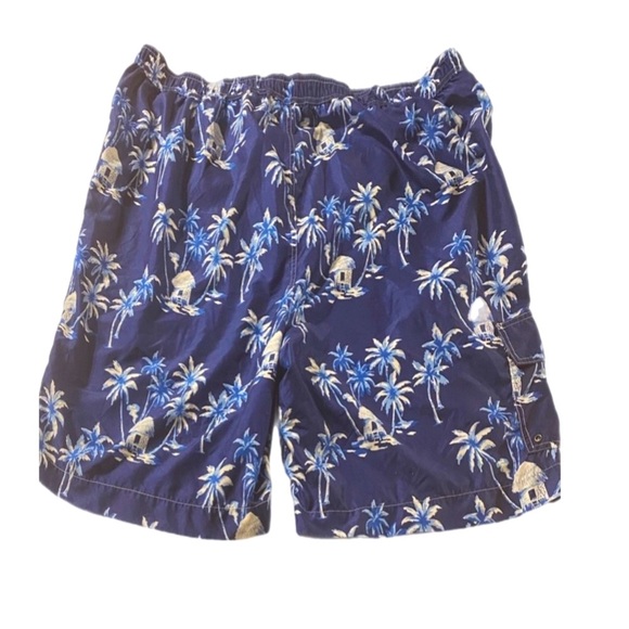 Chaps Swim Shorts Big Man Plus Size 3X Tropical Blue Side Pocket Y2K - Picture 2 of 10